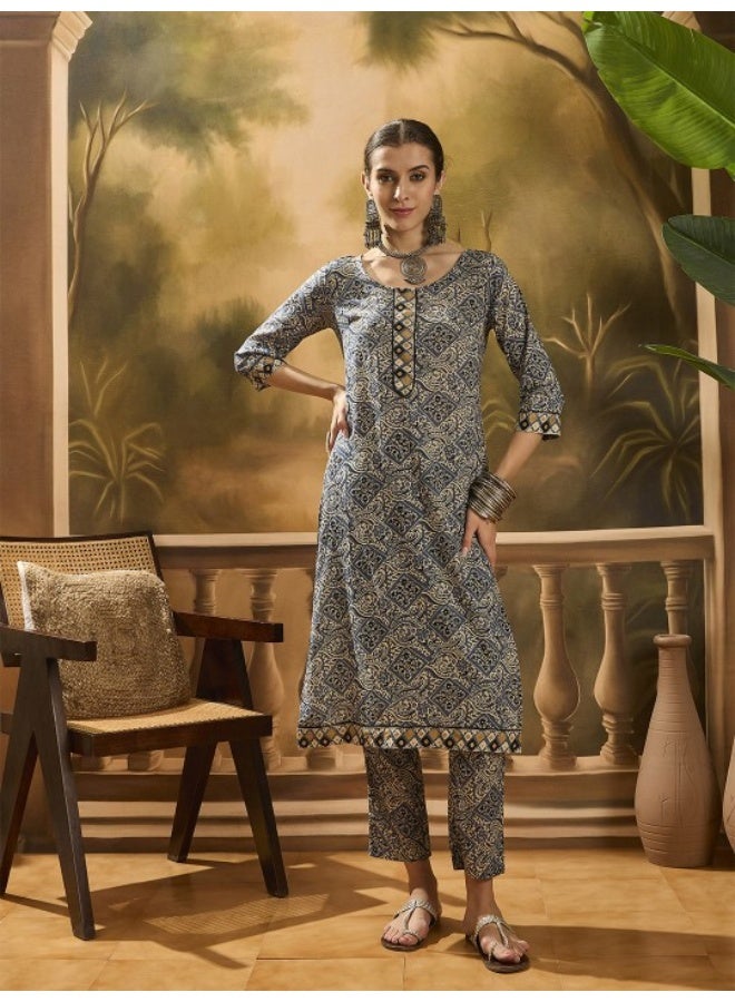 AKS Teal Blue Kurta Set with pants - Image 1