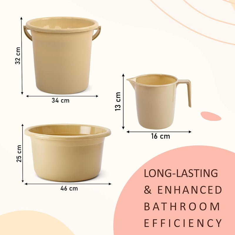 Urbane Home Urbane Home Set of 12 Bathroom Combo Set Bathing Set Bathware Set Bathroom Accessories Set 4 Piece Tub4 Piece Bucket 4 Piece Mug Combo Set for Bathroom Beige  - Image 3