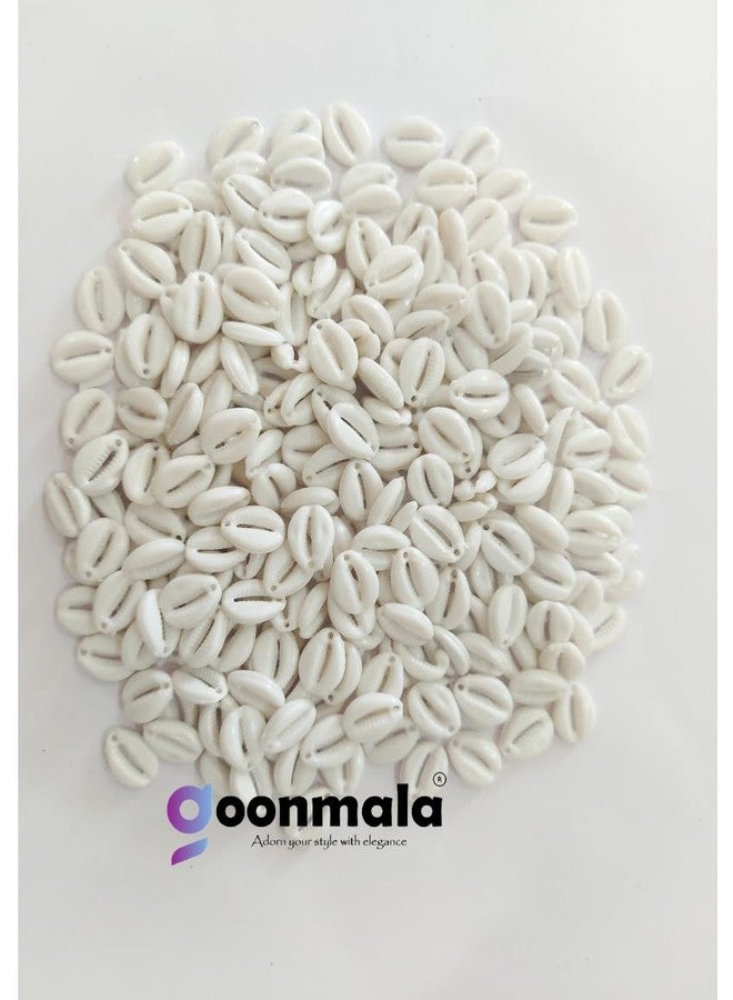 Goonmala 200 قطعة من صدفة كودي/كاوري صناعية بألوان الباستيل من غونمالا، مناسبة للأعمال الحرفية والمجوهرات والأساور والراخي والتطريز (أبيض) - Image 2