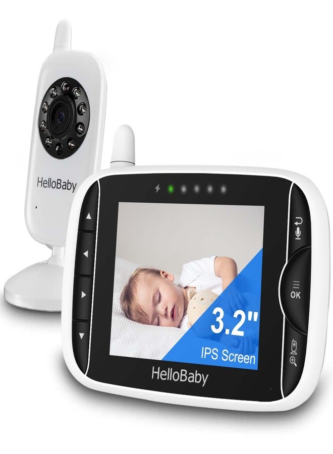 Hellobaby Video Baby Monitor with Camera and Audio, 3.2Inch LCD Display, Infrared Night Vision, Two-Way Audio and Room Temperature Monitoring,Lullaby,Sound Activated Screen - Image 1