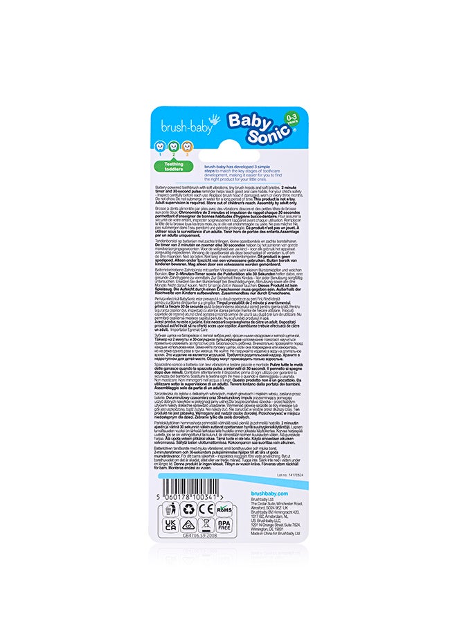brush-baby BabySonic Electric Baby Toothbrush for Infants and Toddlers - Engaging Light-Up Head for Fun Brushing, Includes Soft Bristles & Smart Timer, With 1 Brush Replacement Head, Teal Color - Image 2