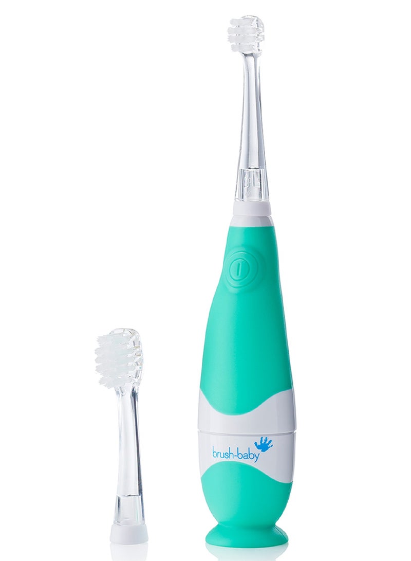 برش بيبي فرشاة أسنان كهربائية للأطفال بيبي سونيك باللون الأزرق الفيروزي – إضاءة LED، رأسين للفرشاة، شعيرات ناعمة، مؤقت دقيقتين - Image 1