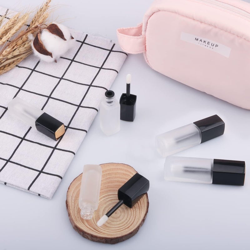 Cositina 5 Pcs 5ml Frosted Glass Lip Gloss Tubes Refillable Square Lip Glaze Tube Vials Mini Lip Balm Bottle Container with Wands & Stoppers for Women Girls DIY Makeup Travel - Image 5