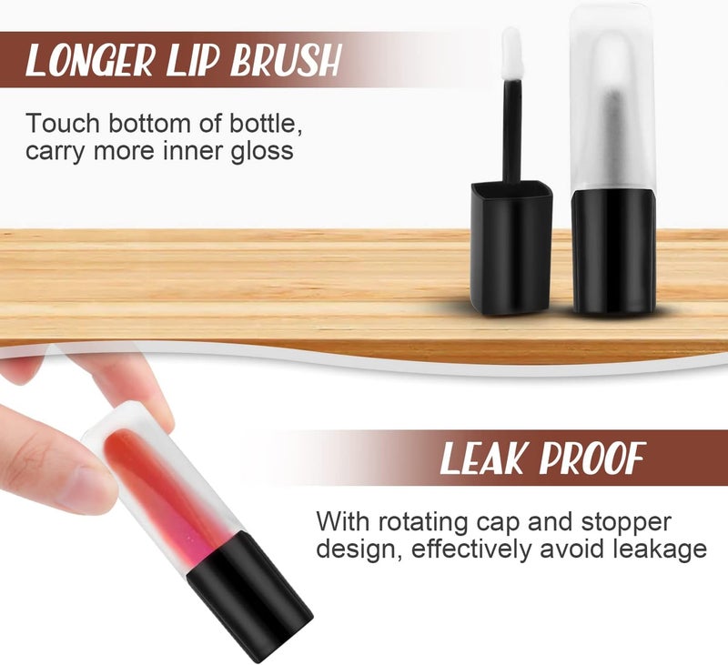 Cositina 5 Pcs 5ml Frosted Glass Lip Gloss Tubes Refillable Square Lip Glaze Tube Vials Mini Lip Balm Bottle Container with Wands & Stoppers for Women Girls DIY Makeup Travel - Image 3