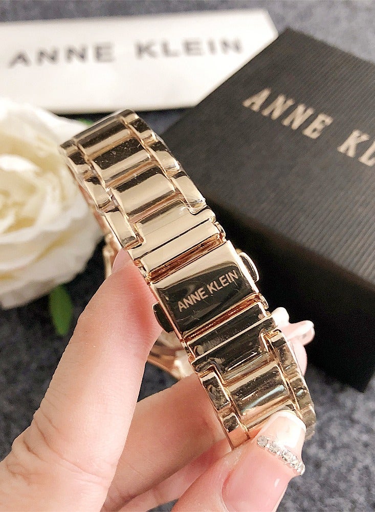 آن كلاين المرأة Tonneau البساطة الذهب الأزياء ووتش مع الذهب الفولاذ المقاوم للصدأ حزام - Image 3