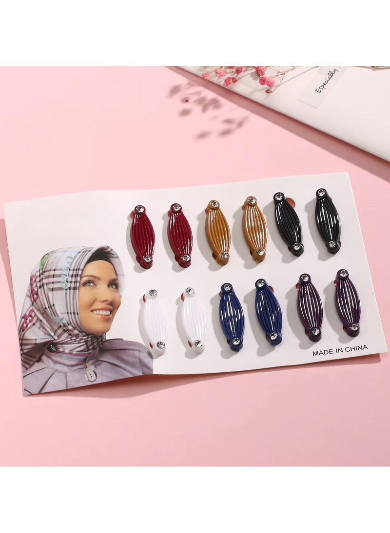 Sky Shine 12 Pcs Multicolor Scarf Brooch Clips & Hijab Pins – Strong Non-Breakable Plastic Safety Lock Pins, Textured Non-Slip Secure Clips for Scarves, Clothing & Baby Nappies - Image 2