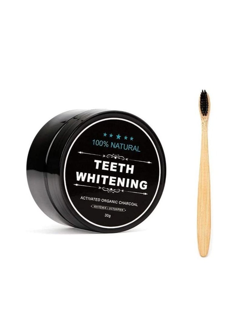 ORiTi Teeth Whitening Charcoal Powder + Bamboo Brush Oral Care Set, Natural Activated Charcoal Teeth Whitener Powder - Image 2