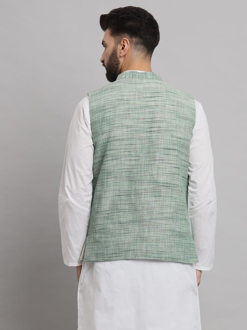 LATEST CHIKAN Men's Traditional Cotton Solid Nehru Jacket/Waistcoat 1-SADRI-NK-GR-38-1 - Image 5