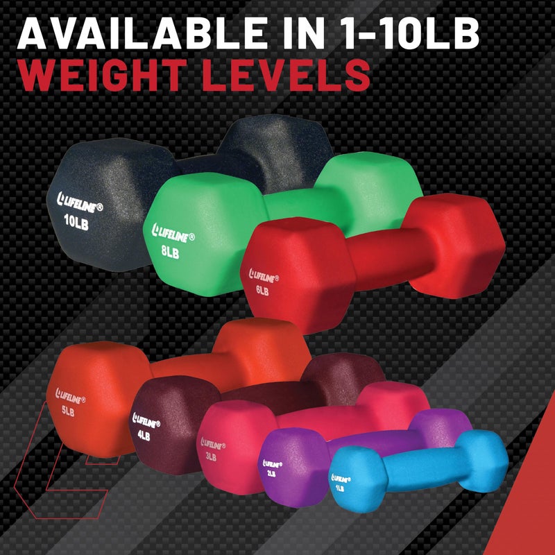 Lifeline Fitness Neoprene Dumbbell Weights â€“ Premium Individual Hand Weights â€“ Multiple Weight Options Available - Image 3