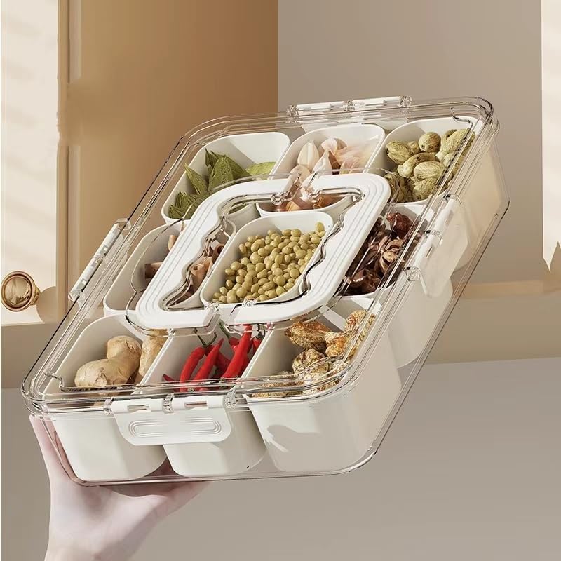 sargis sargis Vegetable Storage Square Appetizer Relish Serving Platter with Containers for Food Fruit Small Refrigerator Organizer Fruit Platter Divided Vegetable Dorm Essentials - Image 2