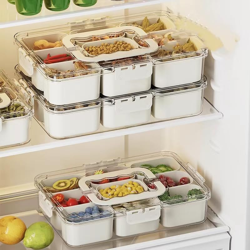 sargis sargis Vegetable Storage Square Appetizer Relish Serving Platter with Containers for Food Fruit Small Refrigerator Organizer Fruit Platter Divided Vegetable Dorm Essentials - Image 3