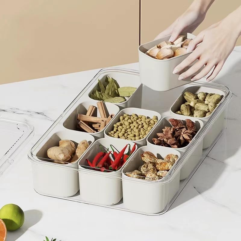 sargis sargis Vegetable Storage Square Appetizer Relish Serving Platter with Containers for Food Fruit Small Refrigerator Organizer Fruit Platter Divided Vegetable Dorm Essentials - Image 4