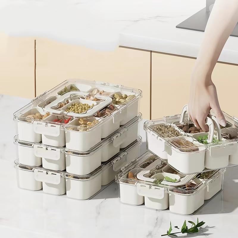 sargis sargis Vegetable Storage Square Appetizer Relish Serving Platter with Containers for Food Fruit Small Refrigerator Organizer Fruit Platter Divided Vegetable Dorm Essentials - Image 5