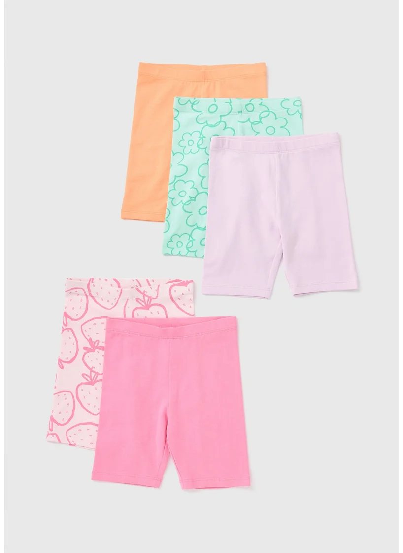 Matalan 5 Pack Girls Multicolour Summer Cycling Shorts