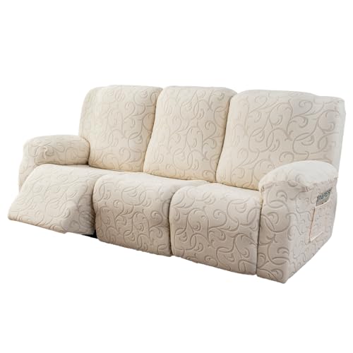 YUEANG Recliner Sofa Covers Sectional Couch Cover for Reclining Couch 3 Seat, 5-Pieces 3 Cushion Sofa Stretch Recliner Sofa Slipcover, Soft Jacquard Furniture Dog Couch Cover Protector - Image 1