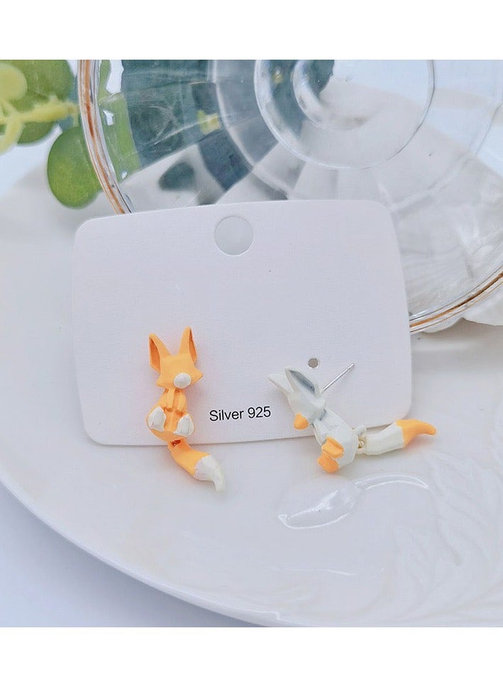 Playful Elegance · Fox-Themed 925 Sterling Silver Earrings - Image 2