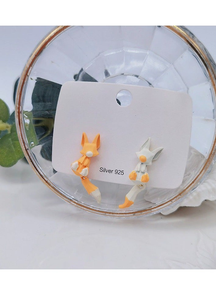 Playful Elegance · Fox-Themed 925 Sterling Silver Earrings - Image 3