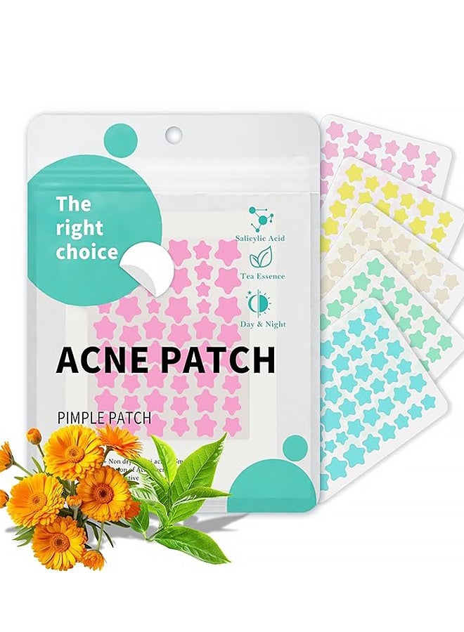200 رقعة نجمية لعلاج حب الشباب، رقعة نجمية ملونة لطيفة لعلاج حب الشباب، تحتوي على مادة الهيدروكولويد وزيت شجرة الشاي، وحمض الساليسيليك ومستخلص سيكا - Image 1