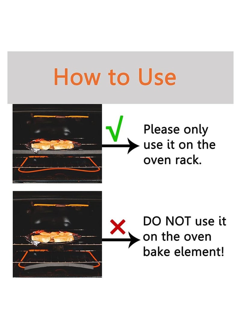 Oven Rack Shields, 4 Pack Heat Resistant Silicone Oven Rack Cover 14 Inches Long Oven Rack Edge Protector, Protect Against Burns and Scars Protector Hot Strip (Grey) - Image 3