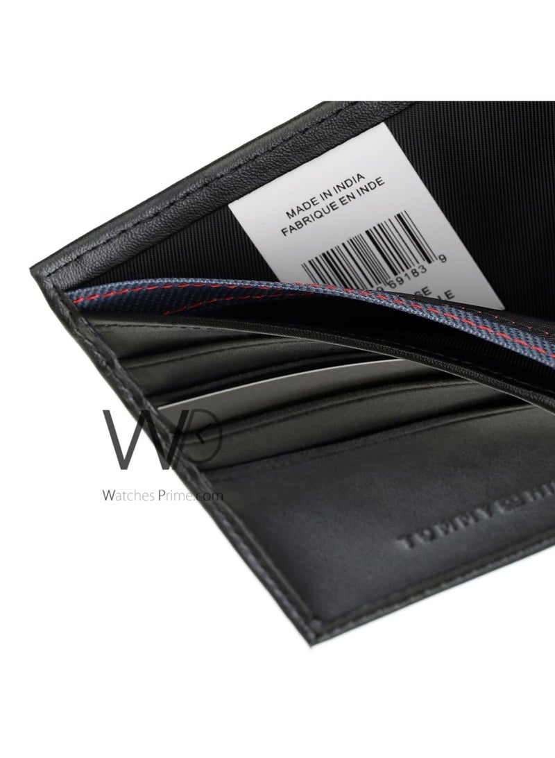 Tommy Hilfiger Denim Tommy Hilfiger Men's Genuine Leather Wallet - Black - Embroidered Logo - Image 4