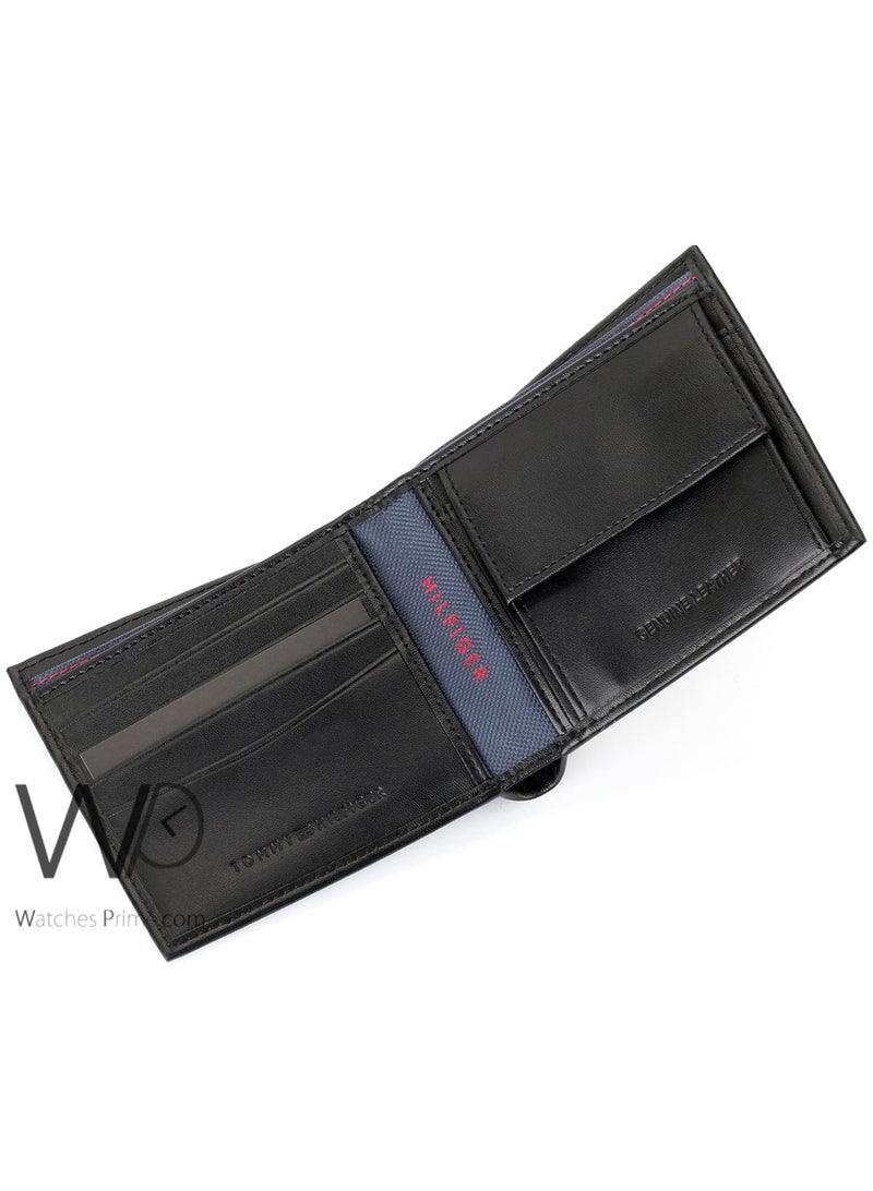 Tommy Hilfiger Denim Tommy Hilfiger Men's Genuine Leather Wallet - Black - Embroidered Logo - Image 3