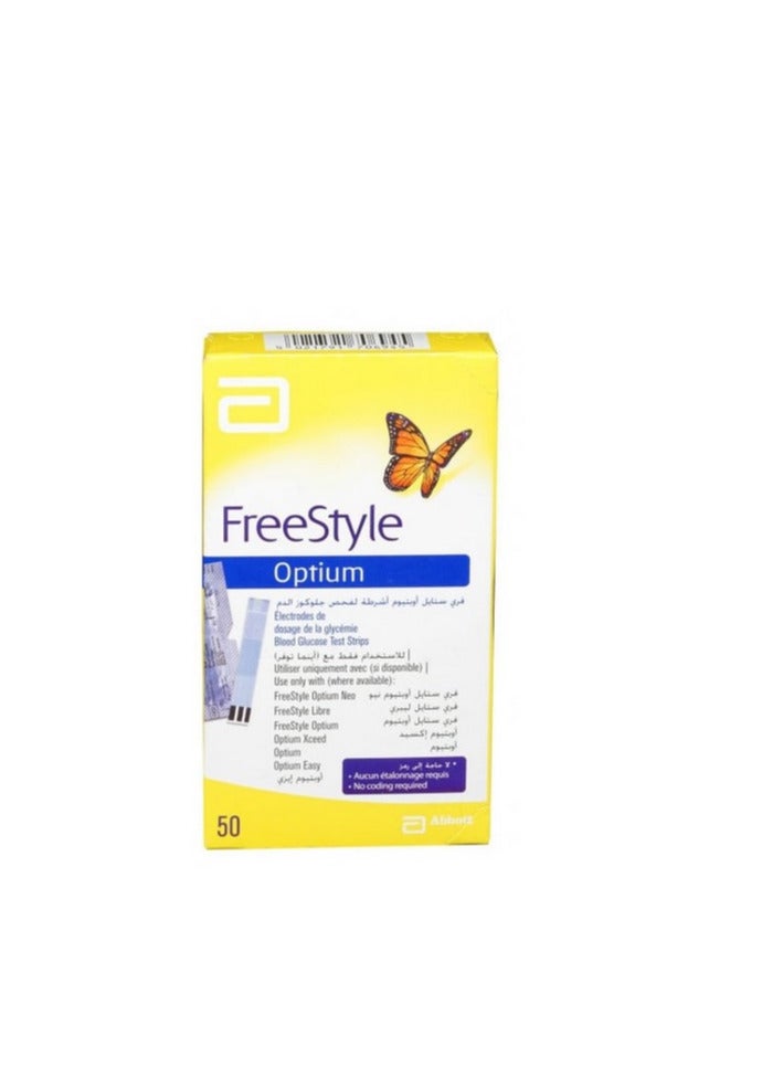 ABBOT 50-Piece Freestyle Optium Blood Glucose Test Strip Set 