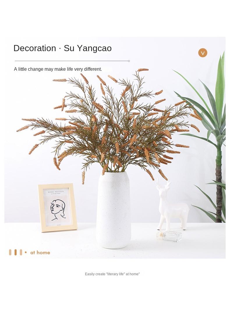 Generic 3-Pieces Artificial green plant simulation sage home garden decoration wedding flower grass-brown  - Image 2