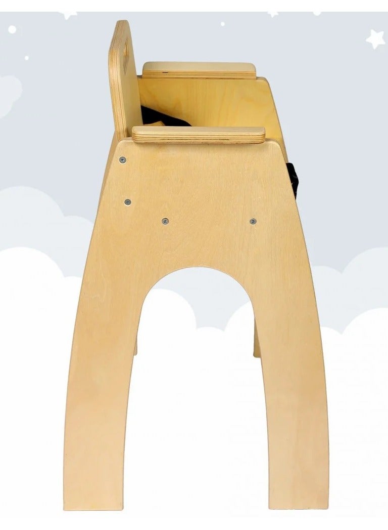 Wooden Child Chair with Safety Belt – Sturdy Design for Full Protection - Image 1