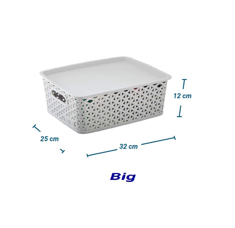 Nabhya Multipurpose Storage Baskets with Lid Set of 3 - BPA Free | Break Resistant Organizer Basket for Kitchen, clothes, Vegetables, Books, Office, Stationery, Cosmetics, Wardrobe (Grey) - Image 3