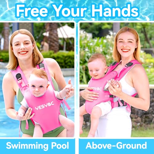 YESYBC Baby Carrier, Dual-Use Adjustable Baby Sling Support Infant Chest Holder with Drawstring Backpack for Newborn to Toddler 13-33 lbs Swimming Pool Beach Land (Pink) - Image 2