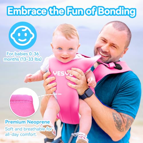 YESYBC Baby Carrier, Dual-Use Adjustable Baby Sling Support Infant Chest Holder with Drawstring Backpack for Newborn to Toddler 13-33 lbs Swimming Pool Beach Land (Pink) - Image 4
