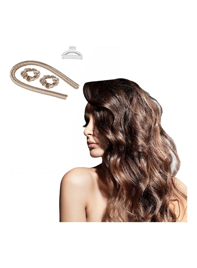 NIBEMINENT Sponge Heatless Curl Hair Ribbon Set Brown - Image 2