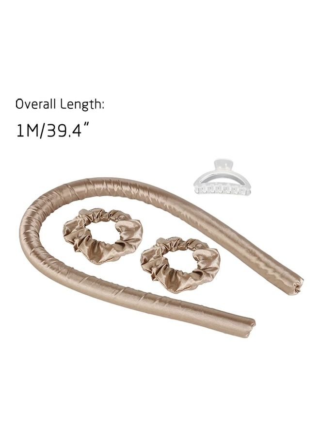 NIBEMINENT Sponge Heatless Curl Hair Ribbon Set Brown - Image 3