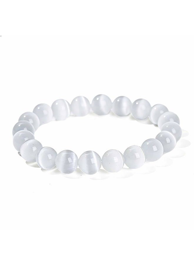 CRYSTALMIRACLE Selenite Beaded Bracelet Crystal Healing Fashion Jewelry Men Women Handcrafted Accessory Wellness Peace Meditation - Image 1