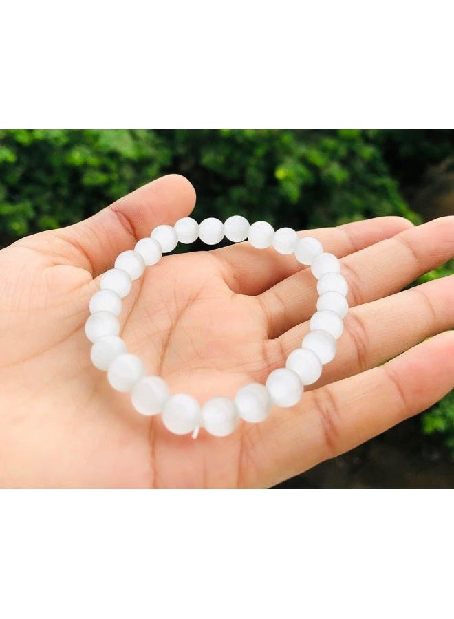 CRYSTALMIRACLE Selenite Beaded Bracelet Crystal Healing Fashion Jewelry Men Women Handcrafted Accessory Wellness Peace Meditation - Image 4