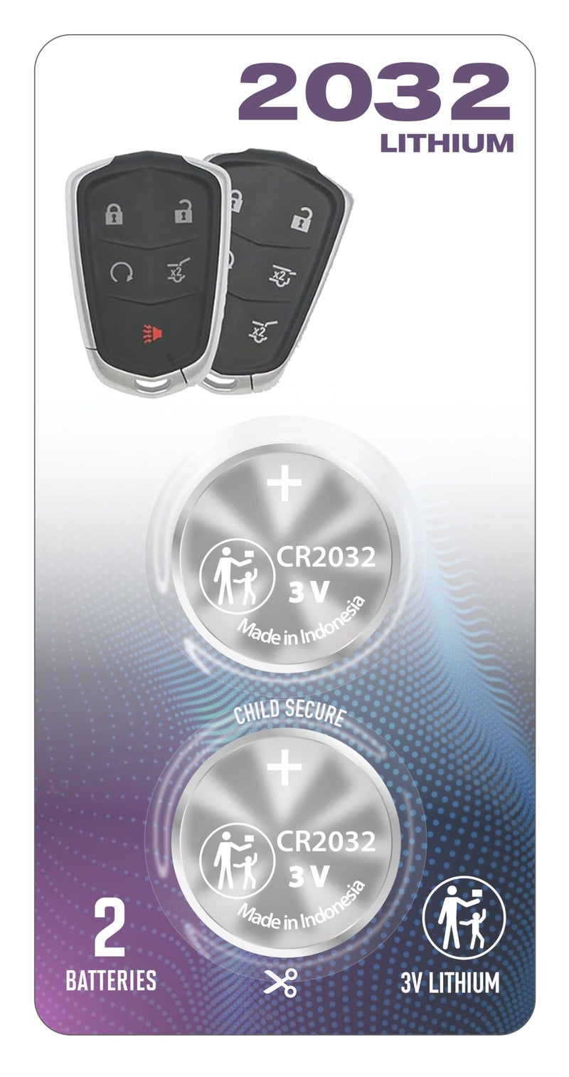 RemoteOverstock (عبوة 2) بطارية مفتاح عن بُعد CR2032 2032 OEM لعام 2016-2021+ متوافقة مع كاديلاك ATS و CT6 و CTS و إسكاليد و SRX و XT4 و XT5 و XT6 و XTS و غلاف مفتاح ذكي عن بُعد (مع معرفات FCC: HYQ2AB، HYQ2ES) - Image 1
