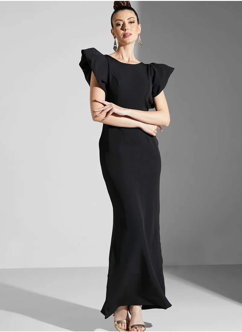 ELLA Zena Louay Classic Dress With Exaggerated Ruffle Sleeves