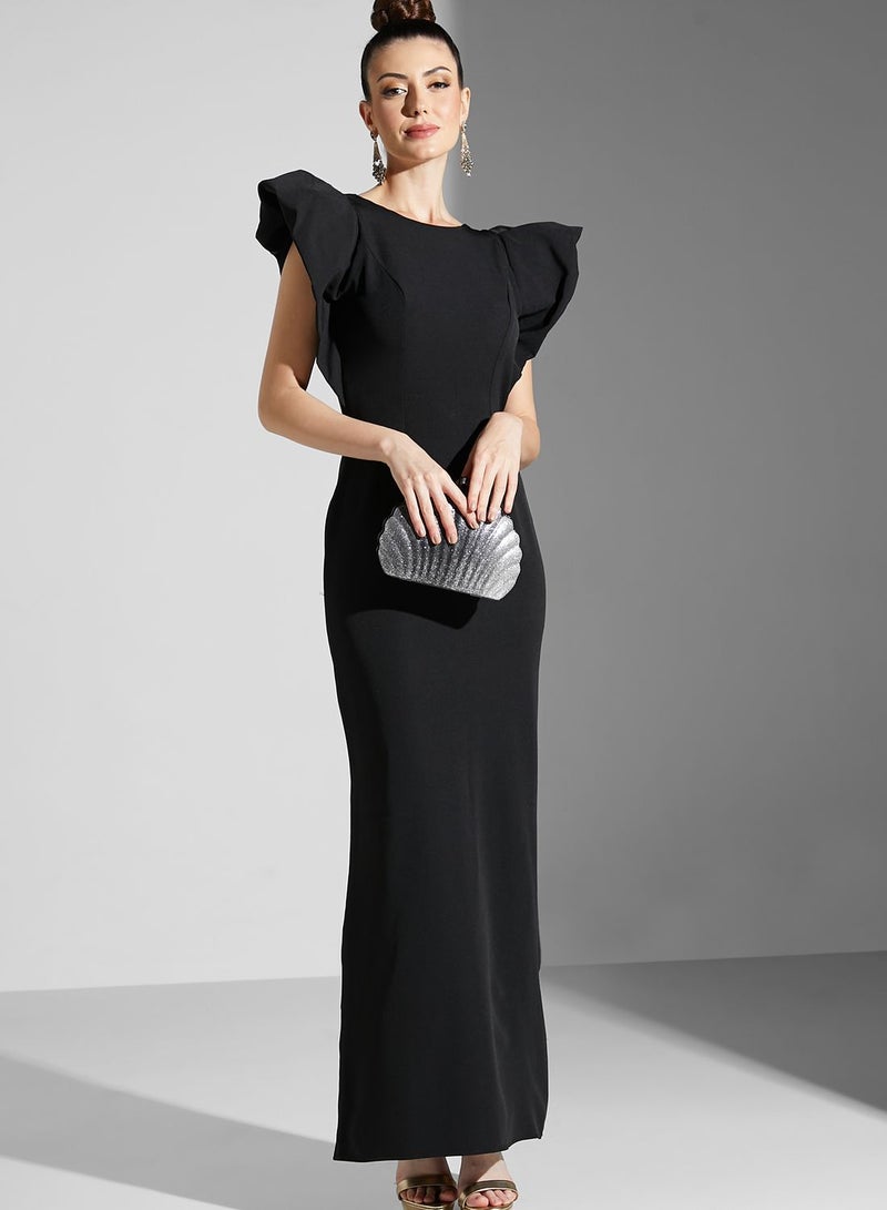 ELLA Sculpted Shoulder Gown Dress - Image 5