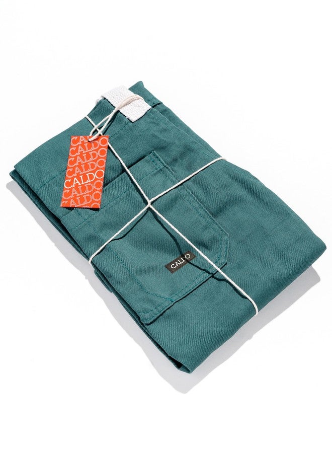 Caldo Daily Cotton Kitchen Apron for Cooking- Mens and Womens Professional Chef or Server Bib Apron - Adjustable Straps with Pockets and Towel Loop (Spruce) - Image 3