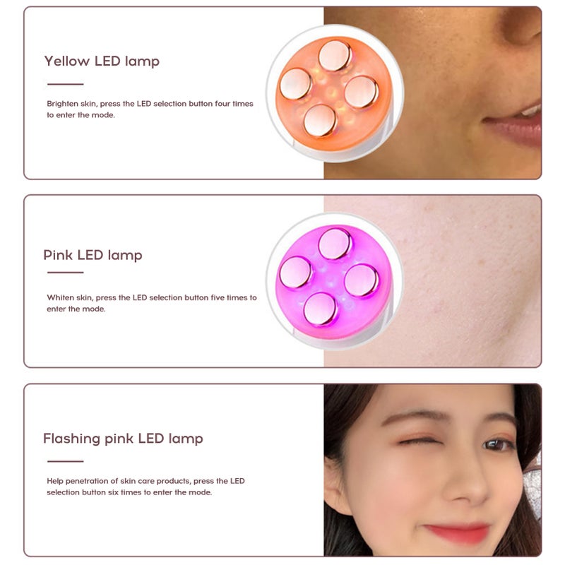 أداة تجدد البشرة | أداة تجميل بتقنية التردد اللاسلكي (RF) / إستimulation العضلية الكهربائية (EMS) | تنظيف | إضاءة | علاج ضوئي | نعومة البشرة | دفء | رفع | العناية بالعين - Image 4