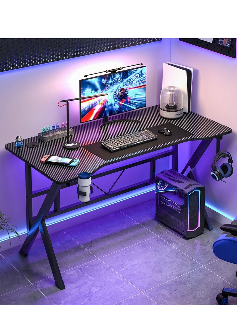 ZUIHAO ZUIHAO Gaming Desk 110cm Carbon Fiber Computer Table Workstation with K Shape Metal Frame Gamer Writing Table Black 110 X52 X 75cm  - Image 1