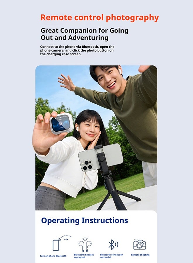 MUMO Color Screen Bluetooth Headset, Wireless Bluetooth Headset, In-Ear Bluetooth Translation Headset, 4 Microphones, Clear and Encrypted Calls (White) - Image 4