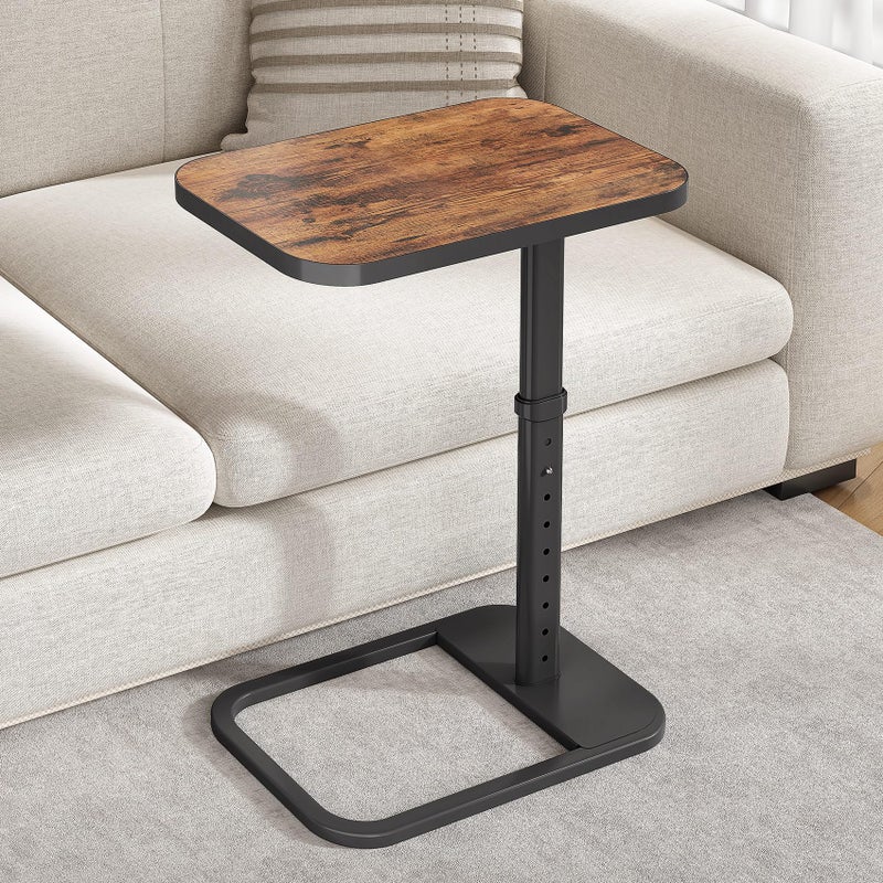 Kitstorack TV Tray Table, Adjustable Height & Flip-Top & Rounded Metal Corners, Snack Table for Couch, Sofa, Bed, Chair, Living Room, C Shaped End Side Table for Eating, Dinner or Laptop, Small Spaces - Image 1