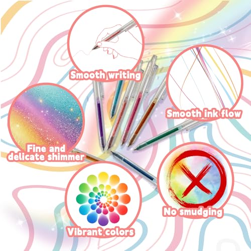 COLAYERIST Glitter Gel Pens Retractable, 24 Colors Glitter Pens Set for Coloring, Journaling, Graffiti, Painting, DIY Greeting Cards, and Highlighting Key Notes - Smooth & Non-Toxic - Image 4
