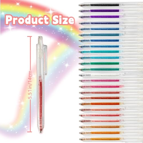 COLAYERIST Glitter Gel Pens Retractable, 24 Colors Glitter Pens Set for Coloring, Journaling, Graffiti, Painting, DIY Greeting Cards, and Highlighting Key Notes - Smooth & Non-Toxic - Image 2