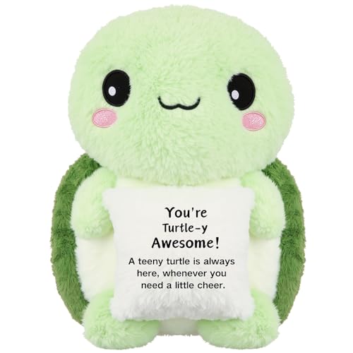 Hollowfly 118 Inch Turtle Plush Turtle Stuffed Animal Christmas Funny Positive Cute Stuff Active Support Gifts Motivational Gifts for Women Men Coworker Teacher Birthday Holding Pillow Positive Decor - Image 1