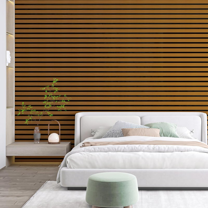Art3d 4-Pack Glue-On Six-Grid Wainscoting Panel for Interior Wall Decor - 104 x 12 Inch Polystyrene Ultralight Slim Slat Wall Panels for Living Room Bedroom, Rosewood - Image 3