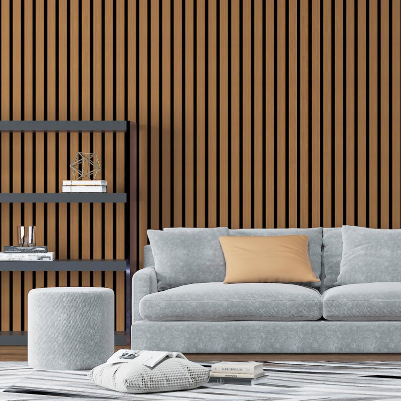 Art3d 4-Pack Glue-On Six-Grid Wainscoting Panel for Interior Wall Decor - 104 x 12 Inch Polystyrene Ultralight Slim Slat Wall Panels for Living Room Bedroom, Rosewood - Image 2