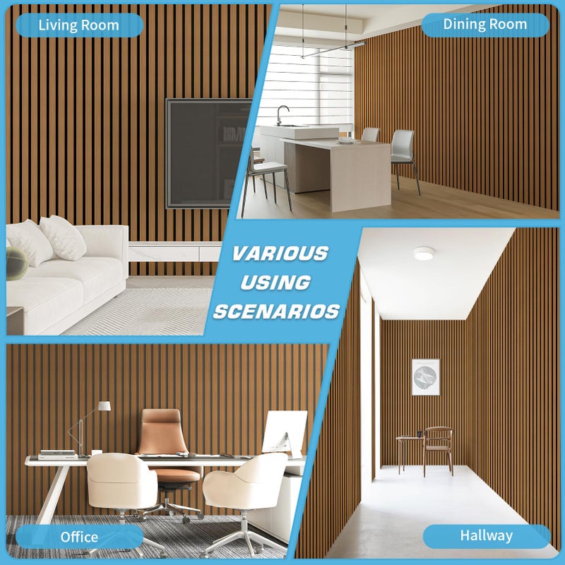 Art3d 4-Pack Glue-On Six-Grid Wainscoting Panel for Interior Wall Decor - 104 x 12 Inch Polystyrene Ultralight Slim Slat Wall Panels for Living Room Bedroom, Rosewood - Image 4