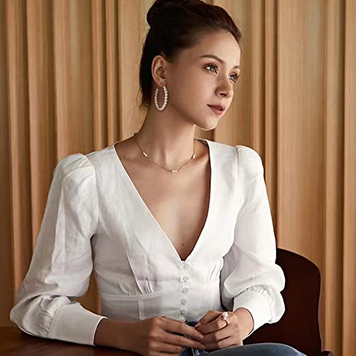 RONLLNA Pearl Hoop Earrings for Women Fashion Dangle Hypoallergenic Layer Earrings Drop Dangle Earrings Gifts for Women (Silver Pearl hoop) - Image 5